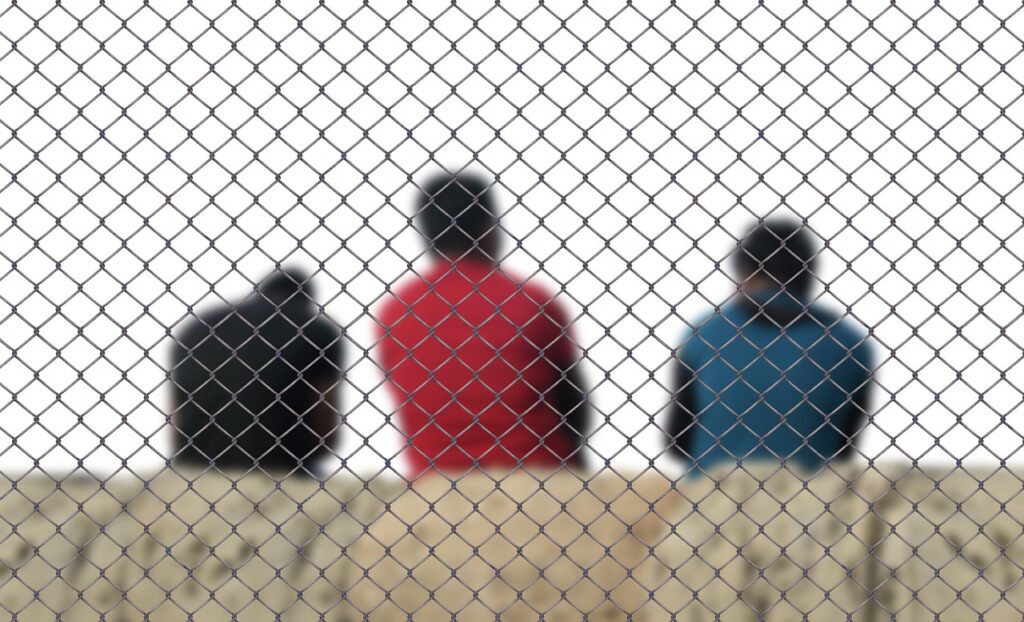 fence, men, refugee
