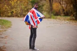 With Great Britain flag