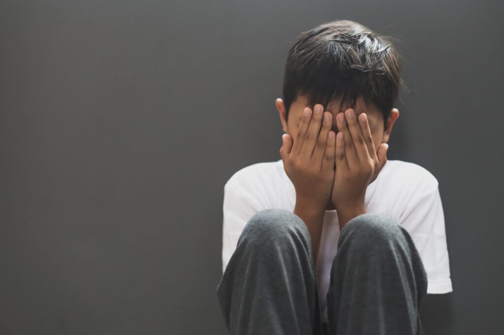 Boy sad and crying