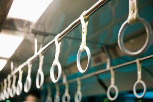 Handles on Mass Transit Vehicle