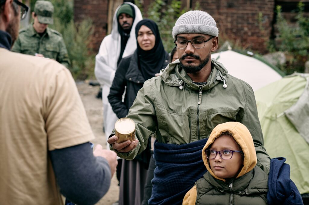 Refugees Receiving Food Stocks