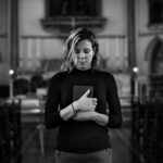 Woman Standing Church Religion Concept
